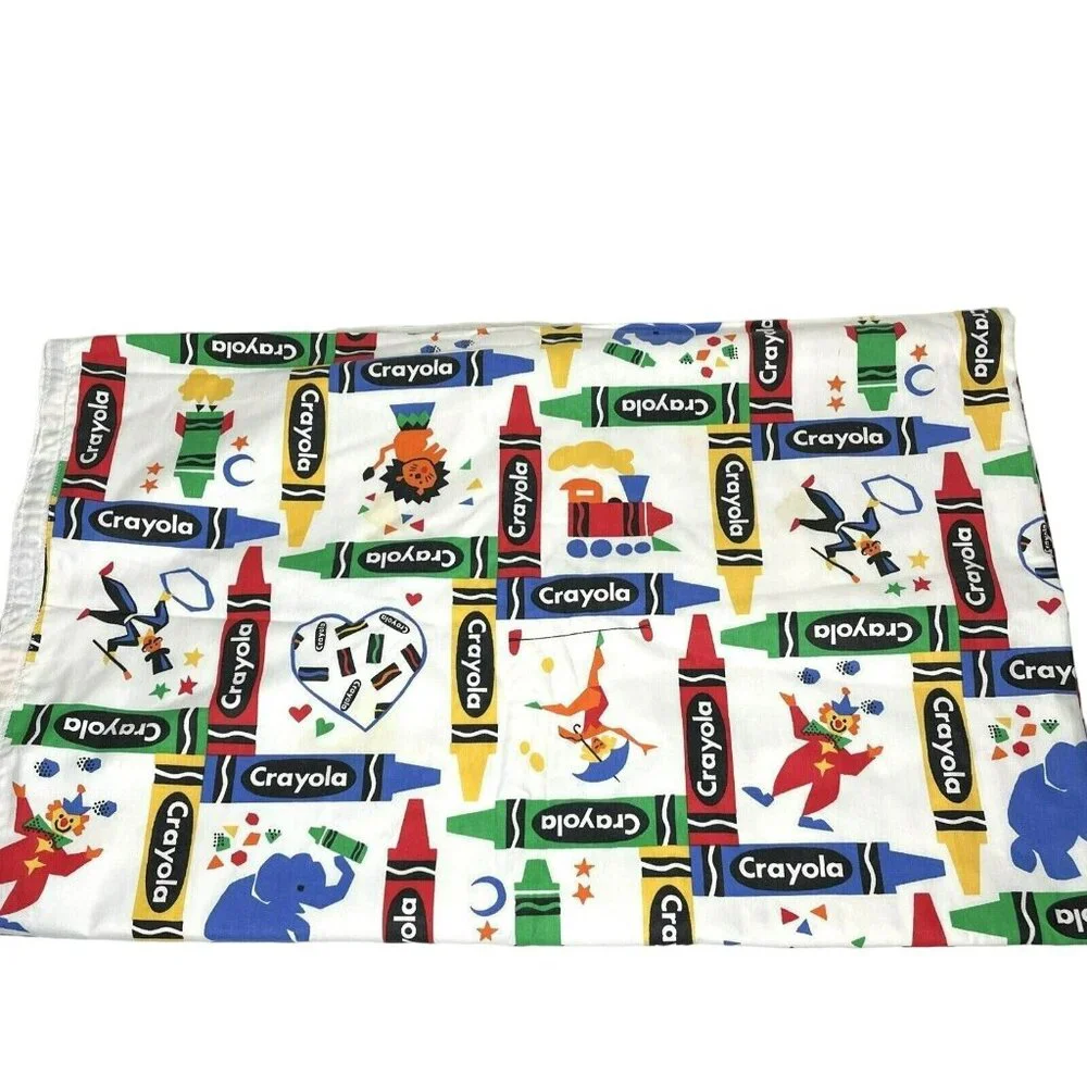 Vintage Handmade Crayola Crayons Blanket Bed Throw Primary Colorful 54" x 44" - Picture 1 of 11